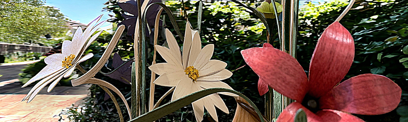 Colorful wood flowers made by hand. Crafted in the USA.