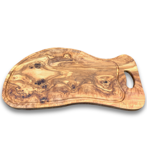 Olive Wood Cutting Board with Grip Handle.