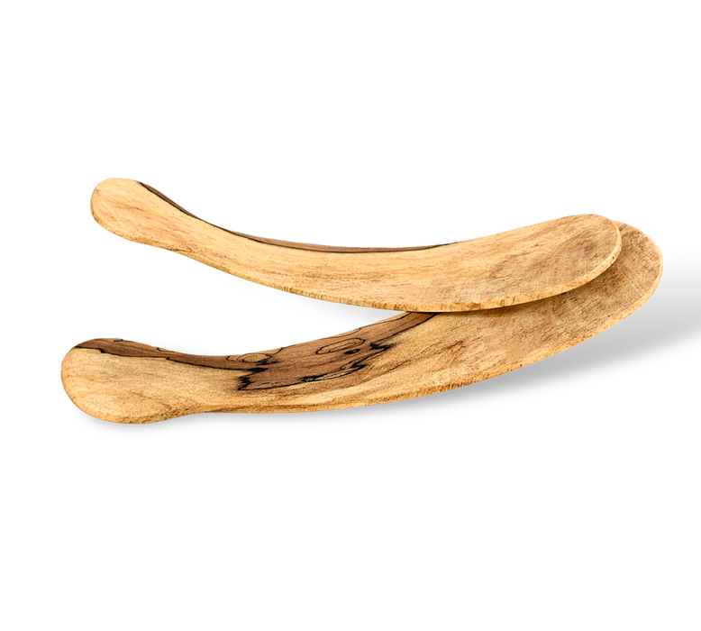 Stylish 12-Inch Spalted Maple Curved Salad Server Set
