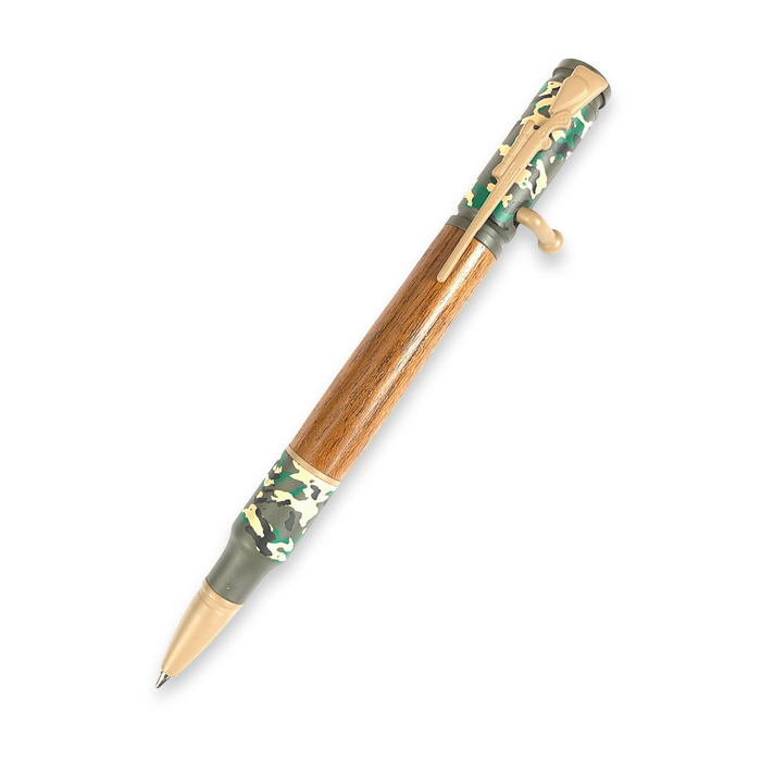 Camo bullet pen made from reclaimed river wood, Cape Fear North Carolina.