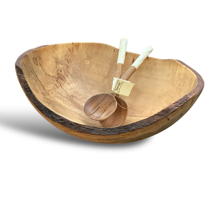 18-inch handmade wood salad bowl. Salad servers sold separately. Buy now? at www.barouke.com