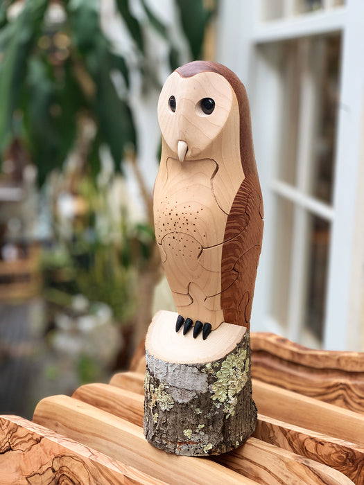Barn Owl Wood Puzzle with Mouse Inside - Peter Chapman