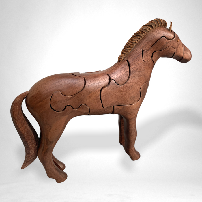 Wood Horse Puzzle with Foal Inside