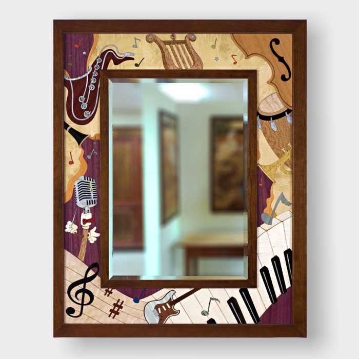Swingin Marquetry Mirror - Wood Inlay