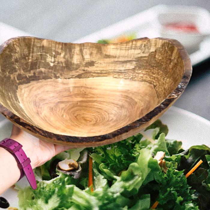 Wooden Salad Bowl Handmade From Olive Wood / Large Bowl for Salad