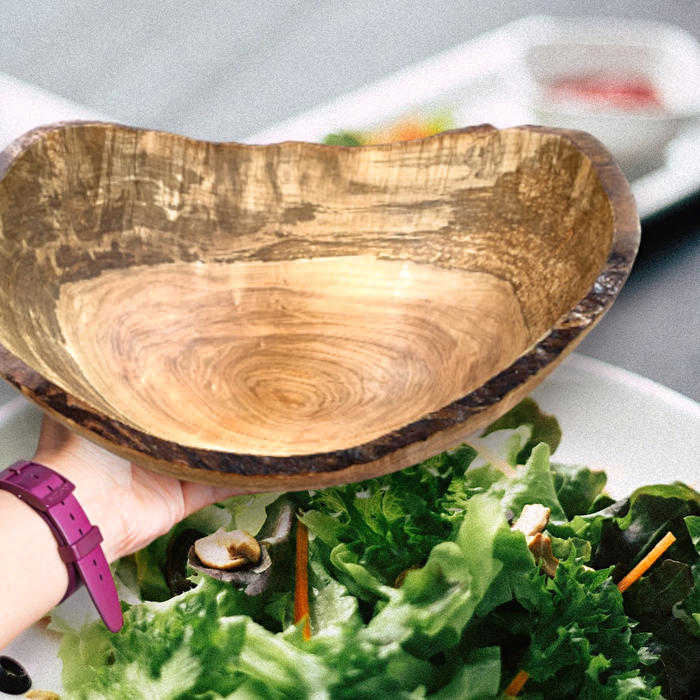 Large 18-Inch Oval Spalted Maple Wood Salad Bowl - Made in the USA"
