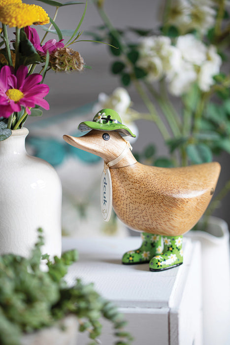 DCUK Ducky with Green Floral Hat and Boots - Barouke - The WoodCrafters Gallery