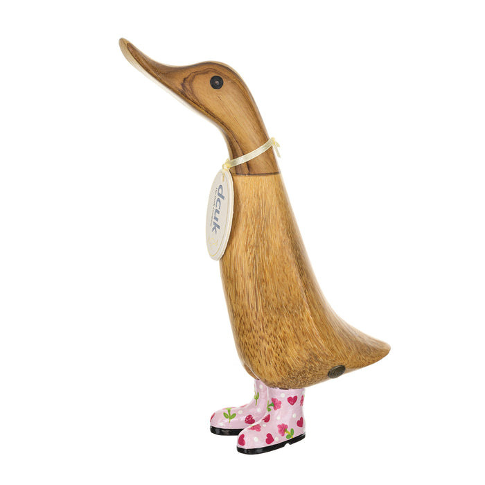 DCUK Pink Floral Boots Wooden Duckling