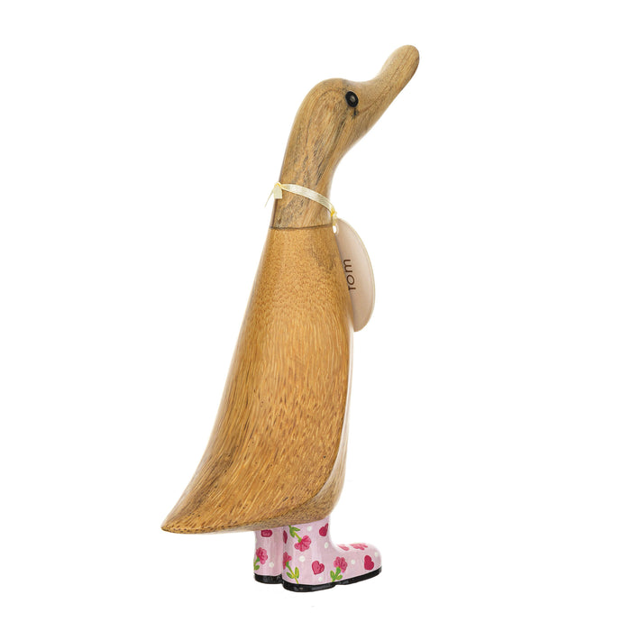 DCUK Pink Floral Boots Wooden Duckling