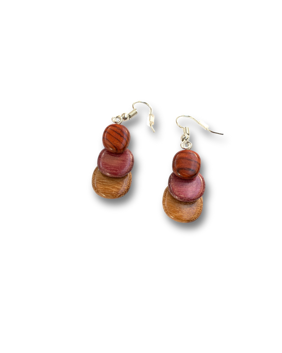 Stylish Wood Earrings with Overlapping Discs