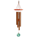 Woodstock Turquoise Wind Chime with cherry finished ash wood, turquoise accents, and bronze aluminum tubes, elegant home décor.