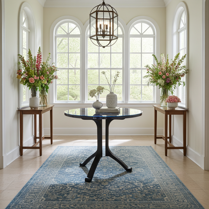 One-of-a-Kind Boxelder Burl & Blue Epoxy Round Pedestal Table