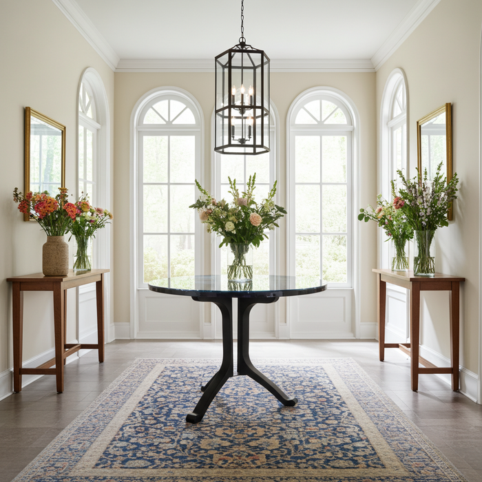 One-of-a-Kind Boxelder Burl & Blue Epoxy Round Pedestal Table