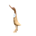 Life-size wooden duck figurine made from sustainable bamboo root, standing tall. Ideal for adding a touch of whimsy to any space.
