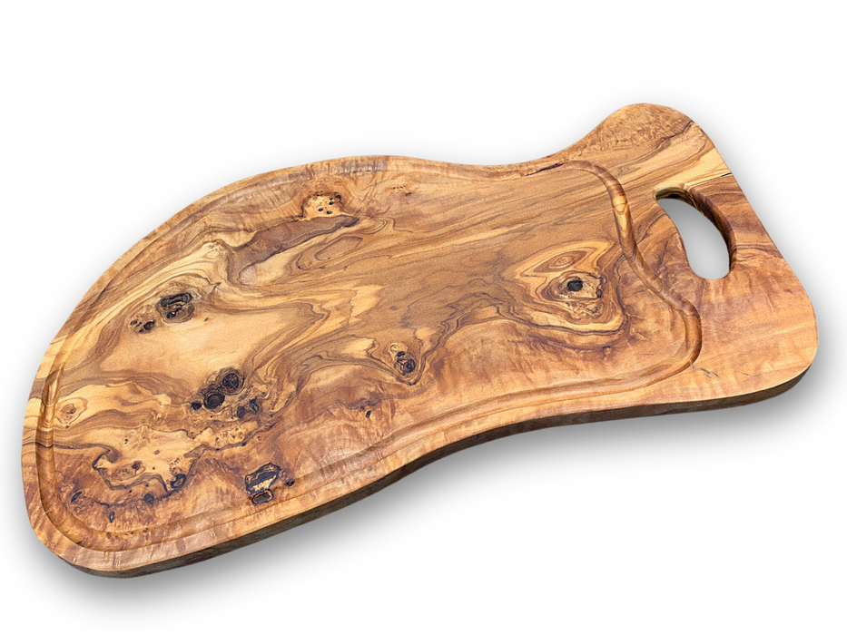 Large Organic Olive Wood Cutting Board with Grip Handle (21-1/2 x 12 x 1 inch) 