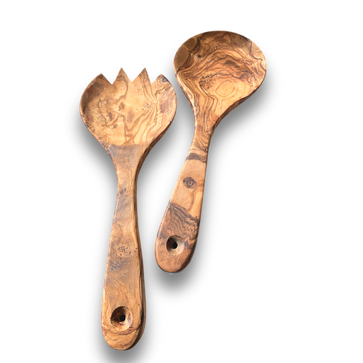 Olive Wood Salad Servers – Toss with Style - Barouke - The WoodCrafters Gallery