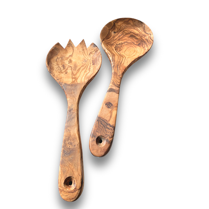 Olive Wood Salad Servers – Toss with Style - Barouke - The WoodCrafters Gallery
