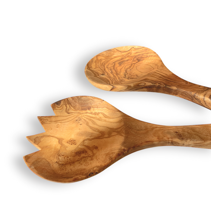 Olive Wood Salad Servers – Toss with Style - Barouke - The WoodCrafters Gallery