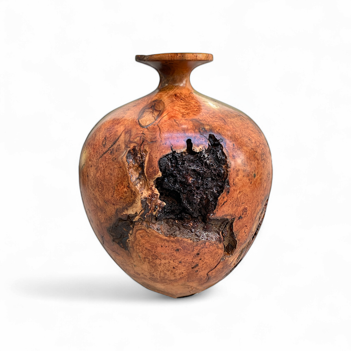 Cherry Burl Vase with Glass Tube Insert - Warren Vinneau - Barouke - The WoodCrafters Gallery