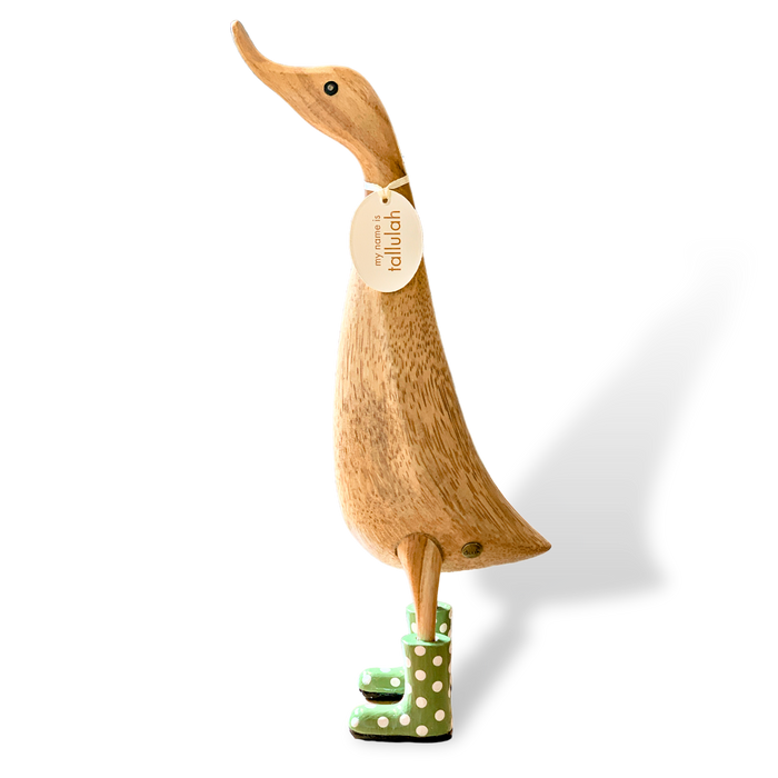 DCUK Ducklet wooden figure with green polka dot boots