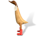 DCUK Ducklet wooden collectible wearing red spotted rain boots