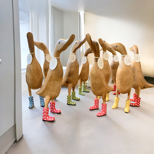 Teen Duck in Spotted Rain Boots - Barouke - The WoodCrafters Gallery
