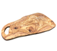 large olive wood cutting board with juice groove. It is a one-of-a-kind. Approximately 21-1/2 x  12 x 1/2 inches.