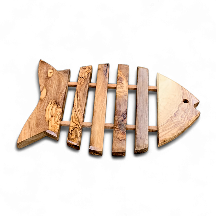 Handcrafted Olive Wood Fish Trivet – Whimsical Gift - Barouke - The WoodCrafters Gallery