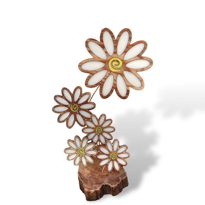 Daisy Sun Catcher with Resin and Real Wood - Barouke - The WoodCrafters Gallery
