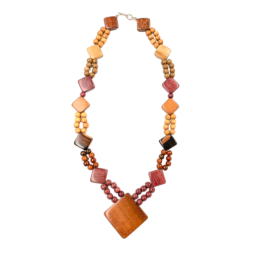 Wood Diamond Pendant Necklace - Barouke - The WoodCrafters Gallery