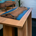Captivating Live-Edge Walnut Charcuterie Serving Tray with Custom Blue Epoxy Resin (23 x 12 x 1 inch) - Barouke - The WoodCrafters Gallery