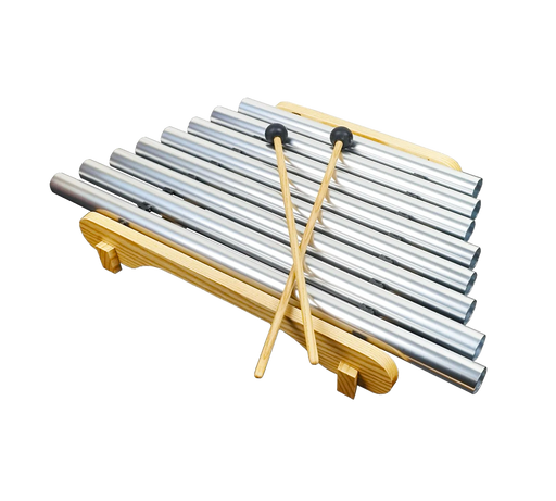 PipeDream Xylophone by Woodstock Chimes with nine tuned tubes, wooden base, and two mallets for musical creativity.