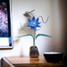 Blue Lotus Wood Flower in Black Walnut Vase - Natural Elegance