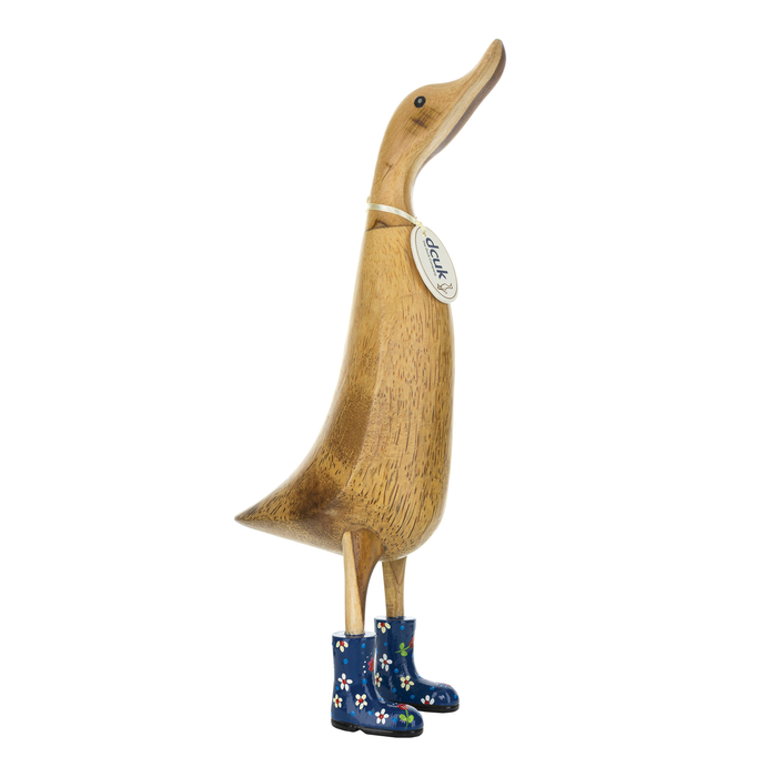 DCUK Blue Floral Rain Boots Ducklet handcrafted from bamboo root