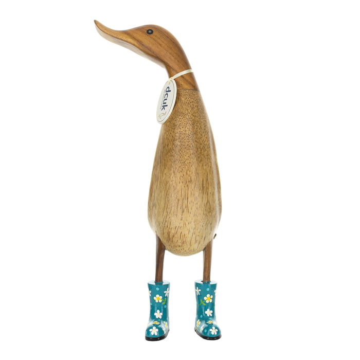 DCUK Teal Floral Welly Boots Ducklet