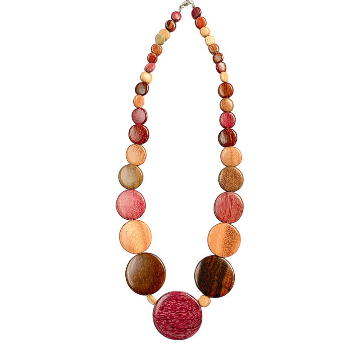 Long Emily Wood Disc Necklace