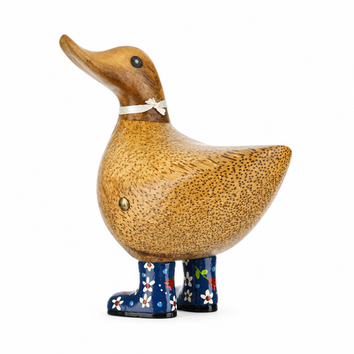 DCUK Ducky with Blue Floral Boots and Name Tag - Barouke - The WoodCrafters Gallery