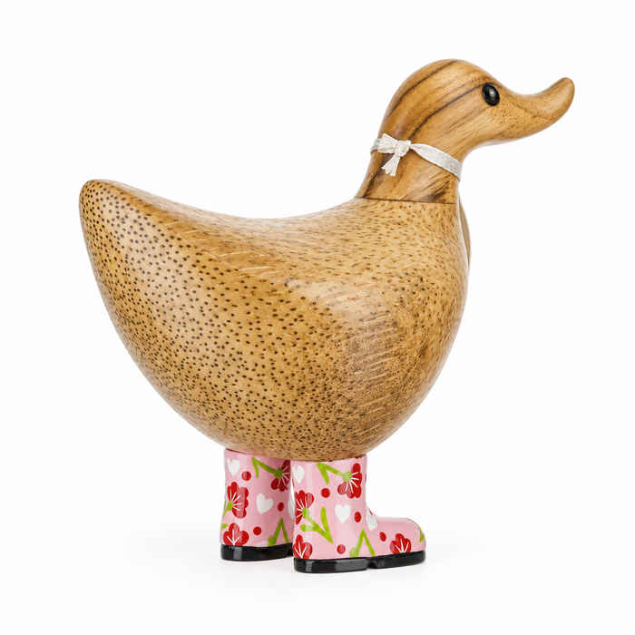 DCUK Pink Floral Boots Ducky with Name Tag - Barouke - The WoodCrafters Gallery