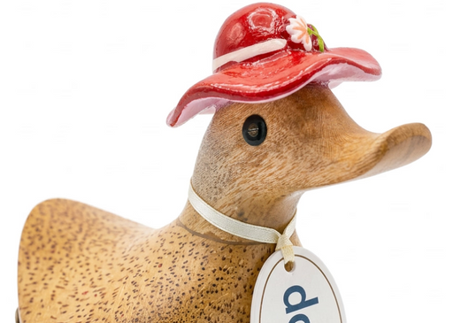 DCUK Ducky with Red Floral Boots and Hat with Name Tag - Barouke - The WoodCrafters Gallery