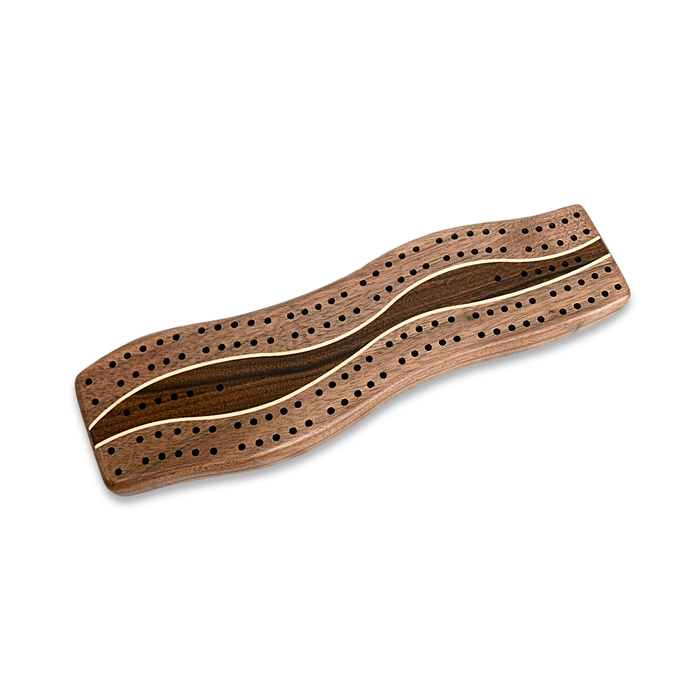 Solid Walnut Cribbage Board with Cocobolo & Maple Inlay - Barouke - The WoodCrafters Gallery