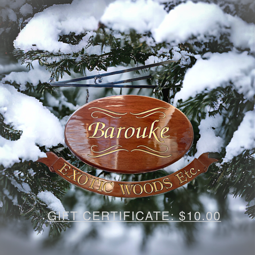 Purchase a Holiday gift certificate at Barouke - The WoodCrafters Gallery--$10.00