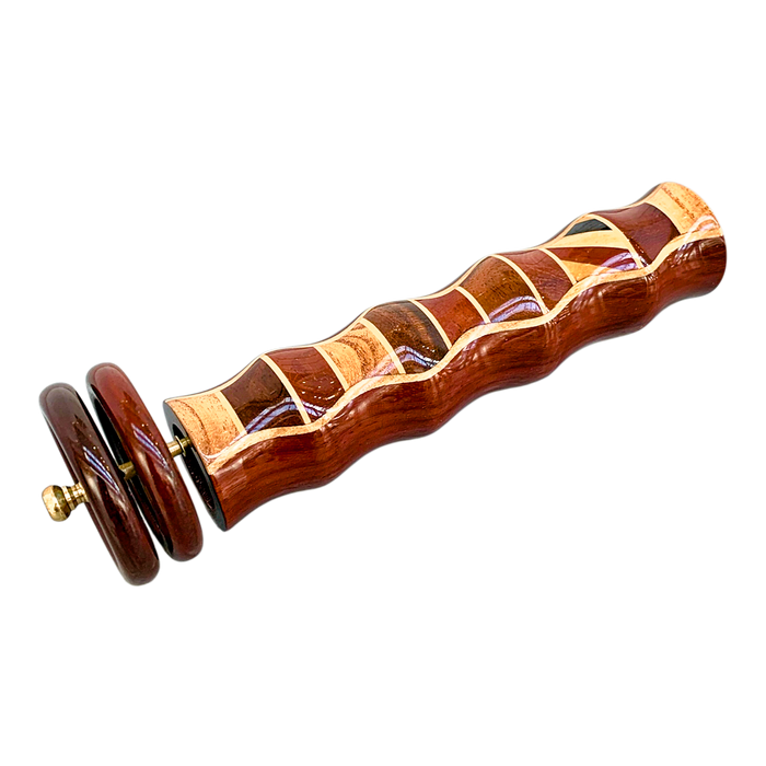 Handcrafted Laminated Hardwood Wheel Kaleidoscope | African Padauk - Barouke - The WoodCrafters Gallery