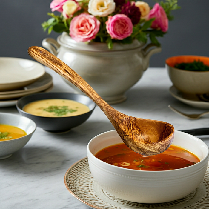 12-Inch Olive Wood Ladle - Elevate Your Cooking Experience! Order Now.