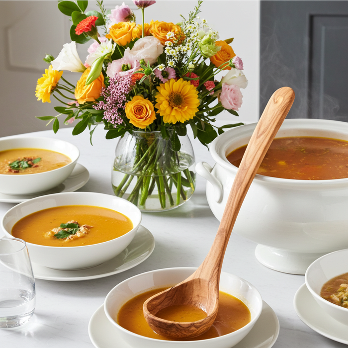 12-Inch Olive Wood Ladle - Elevate Your Cooking Experience! Order Now.