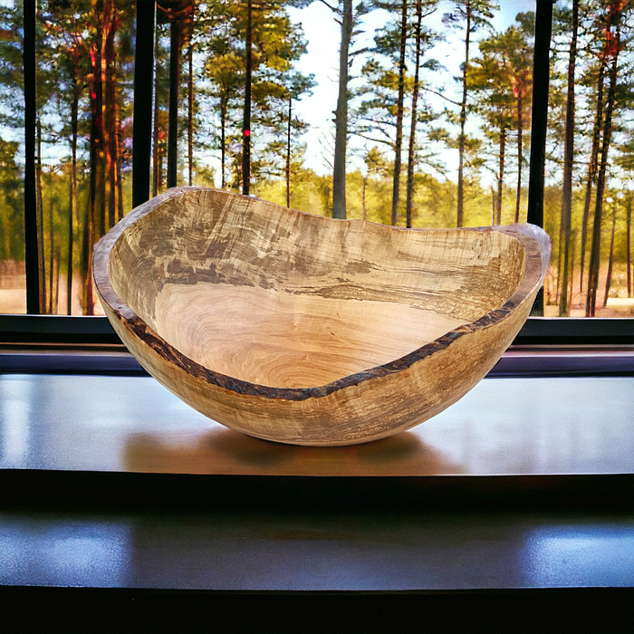 Large 18-inch Oval Spalted Maple Wood Salad Bowl - Handcrafted in the USA - Ideal for Entertaining and Conversation