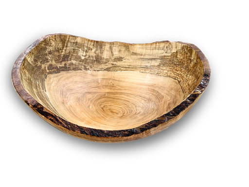 Handcrafted 18-Inch Oval Spalted Maple Wood Salad Bowl - Made in the USA