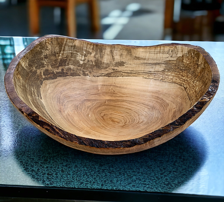 Handcrafted 18-Inch Oval Spalted Maple Wood Salad Bowl - Made in the USA, Perfect for Large Gatherings and Conversation