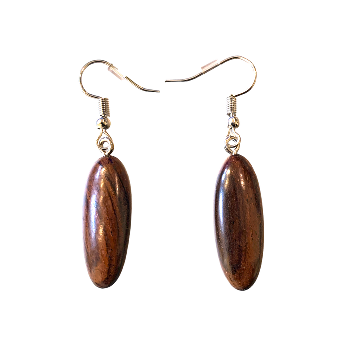 2-Inch Oval Wood Drop Earrings