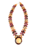 Beaded Diana Necklace in Exotic Woods with hat pendant, handmade and adorned with intricate detail tiny beads, statement necklace.