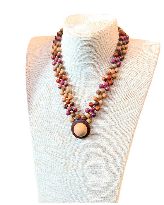 Beaded Diana Necklace in Exotic Woods